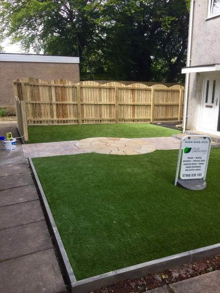 Artificial Grass and Sandstone Path 